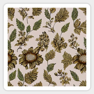 Brown Cream, Floral Classic Vintage Design Sticker